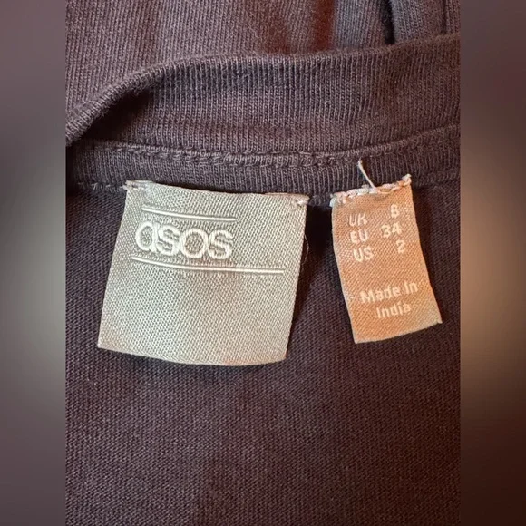 ASOS Black Dress with Colorful Floral Embroidery boho print spit side - Picture 6 of 7